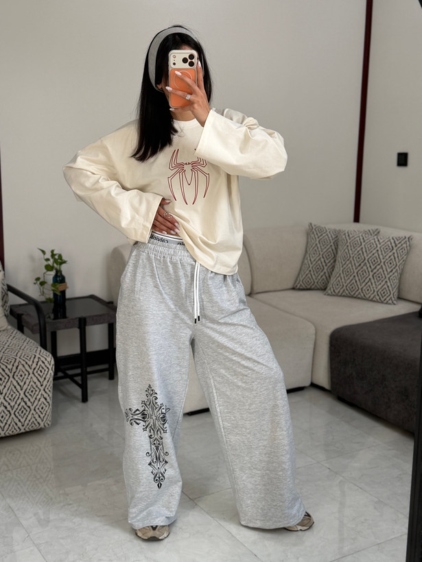 شلوار جاگرشو طرح دار کلوین پنبه گلکسی